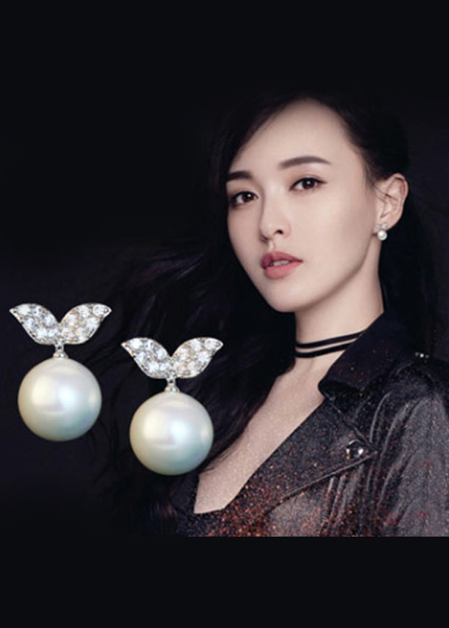 Bông tai ngọc chiếc lá sang trọng
