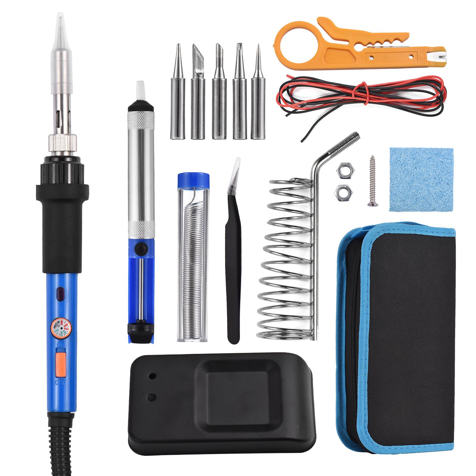 Portable Soldering Iron Kit 60W Adjustable Temperature Electric Soldering Iron Pen 15pcs Solder Kit Welding Tool