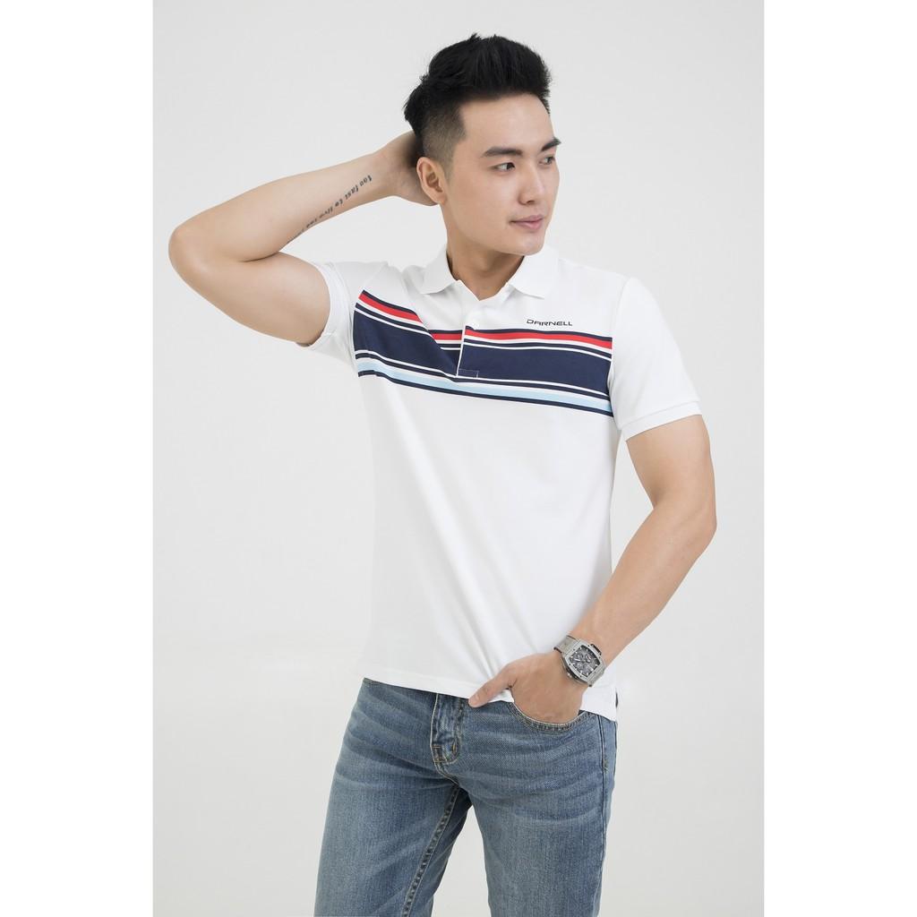 Áo thun polo nam cao cấp họa tiết kẻ ngang ngực chất cotton mềm mịn thấm hút mồ hôi chính hãng DARNELL DN0015