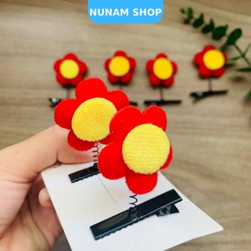 Kẹp tóc lò xo bông hoa đỏ chất ni chần bông xinh xắn Nunam shop