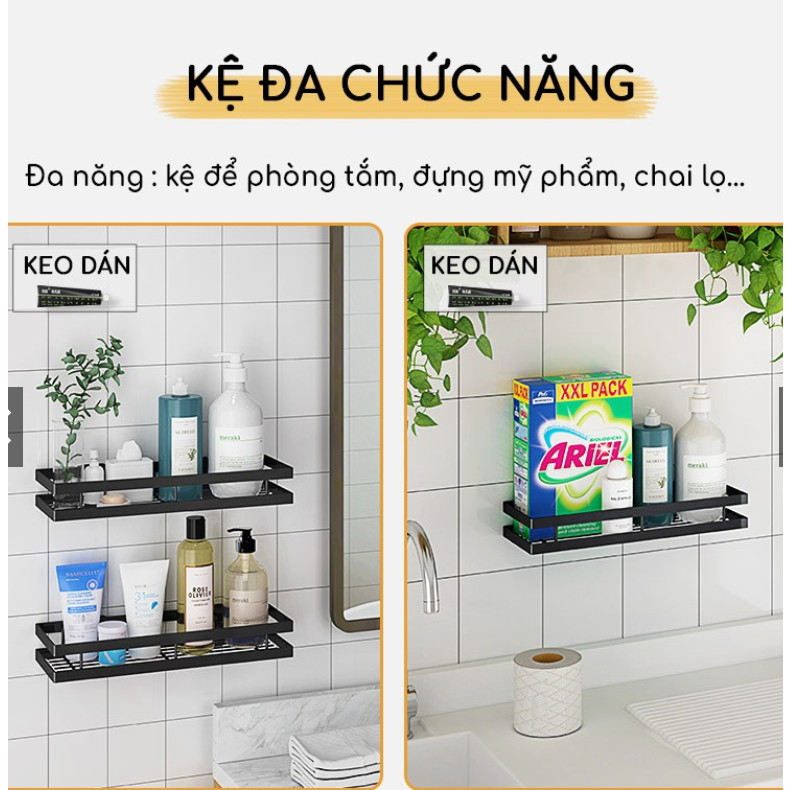 Kệ Gia Vị Inox 304 Đen Dán Tường Gạch men