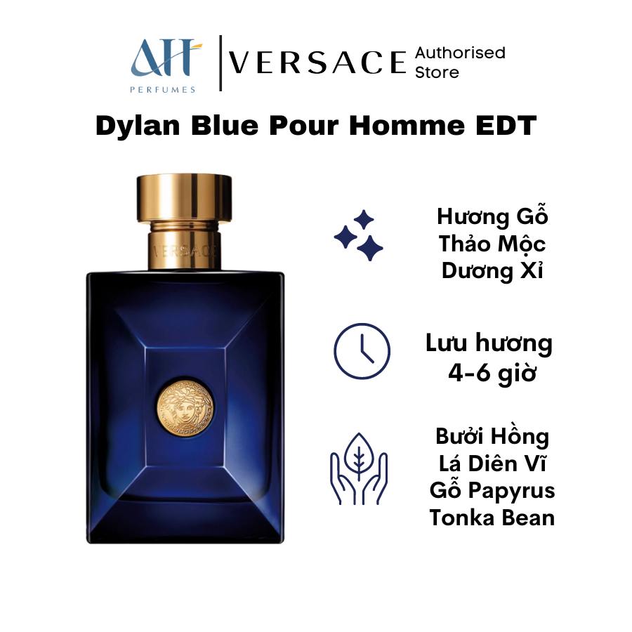 Nước hoa nam cao cấp VERSACE Pour Homme Dylan Blue EDT (30ml, 50ml, 100ml) hương Nhựa Cây thơm - Cam Chanh - Gia vị tươi mát