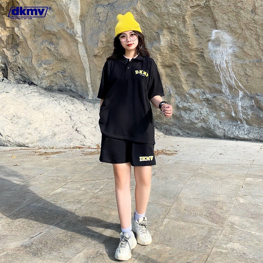 Áo polo nữ form rộng màu đen | DKMV Polo Academy - BLACK