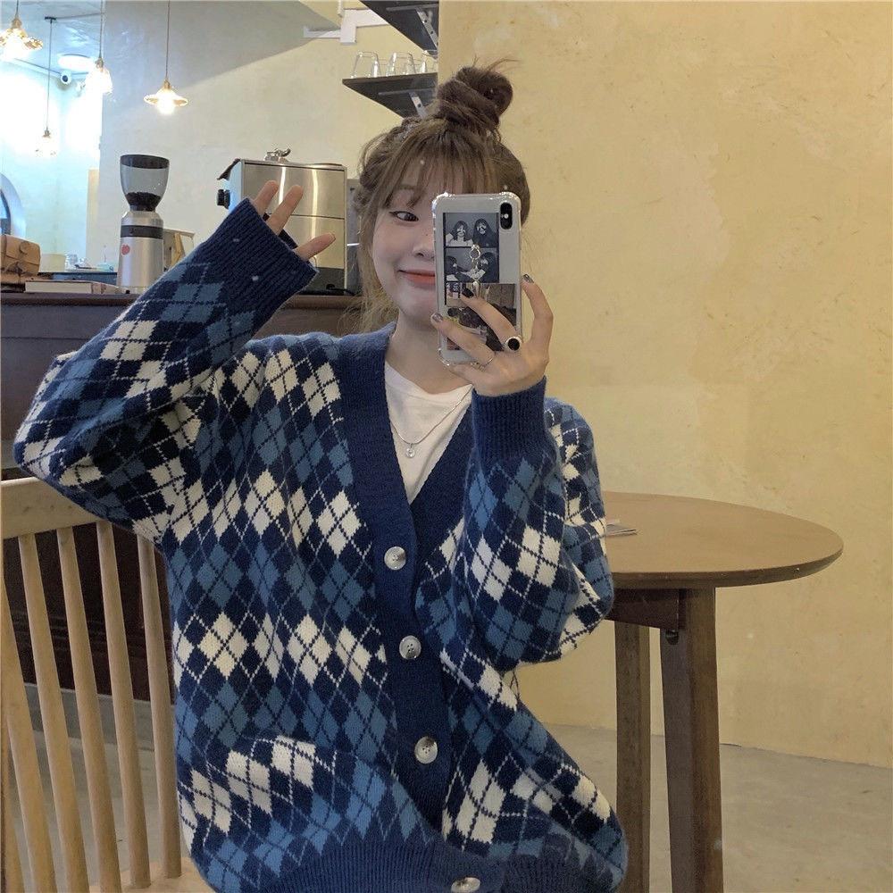 Áo khoác len nữ Cardigan ulzzang cổ chữ v hàn quốc dáng rộng - 031