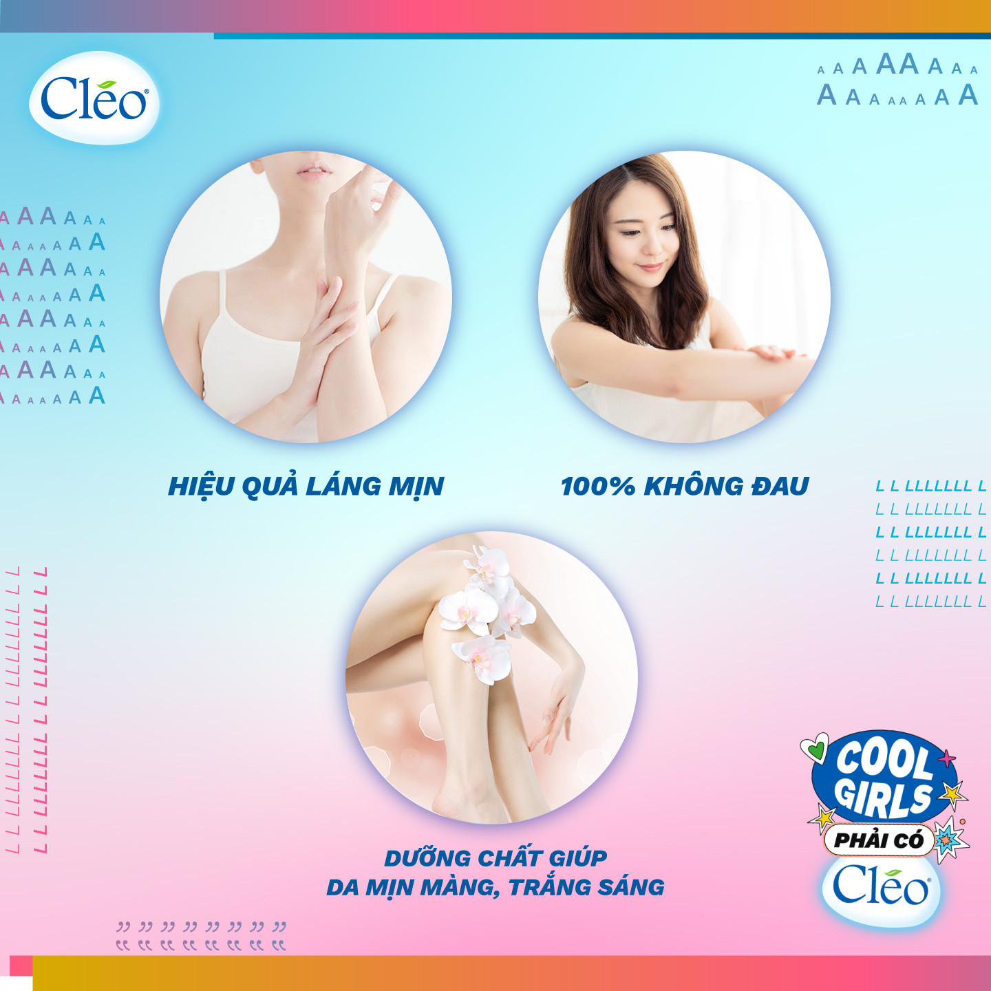 Combo tẩy lông nách Cléo cho da thường chiết xuất bơ 50g và tẩy lông chân tay Cléo an toàn trong 4 phút 90ml