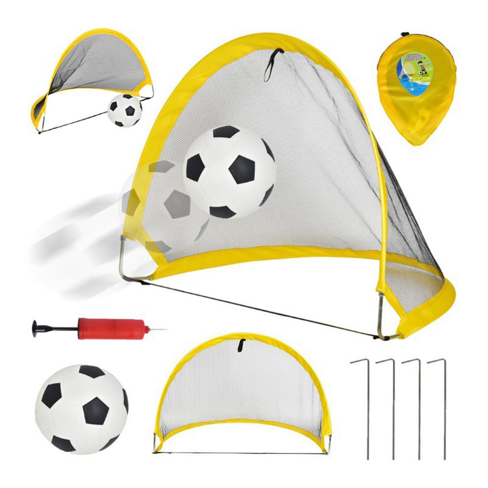 Soccer Goal - Folding Portable Net with Ball, Carry Case and Ground Stakes - Practice kids children play Adults