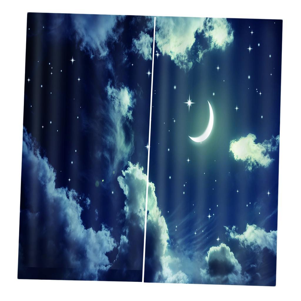 Night Sky Print Living Room Window Drapes 2 Panel Set MACHINE WASHABLE