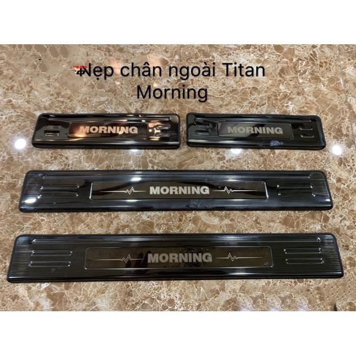 Bộ 8 ốp bậc trong ngoài xe Kia morning 2012-2019 mẫu titan
