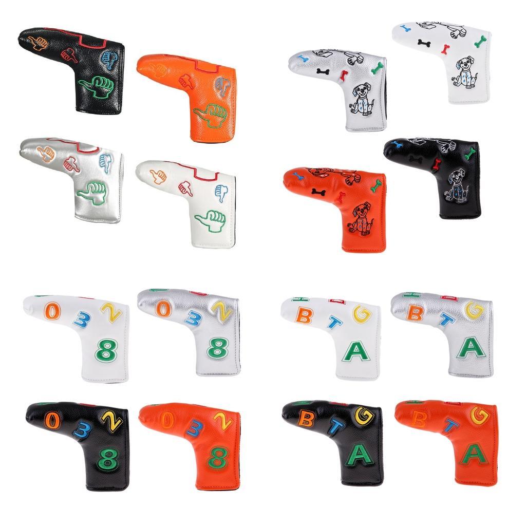 Waterproof PU Leather Golf Blade Putter Head Cover Protector White Dog