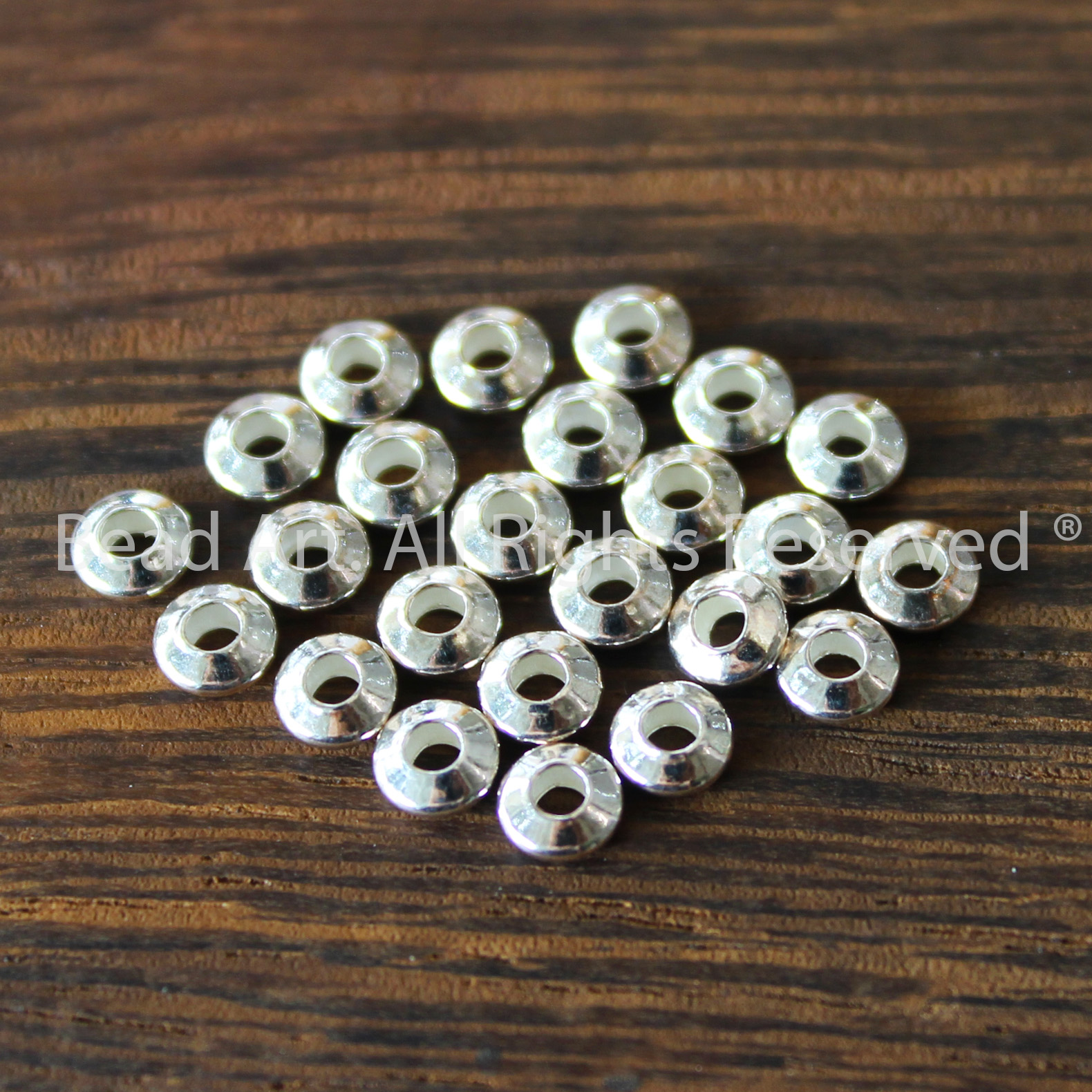 4MM Charm Cách Dẹp Trơn Bạc 925, Phụ Kiện Phối Vòng Tay, Chuỗi Hạt, Trang Sức Phong Thuỷ - Bead Art