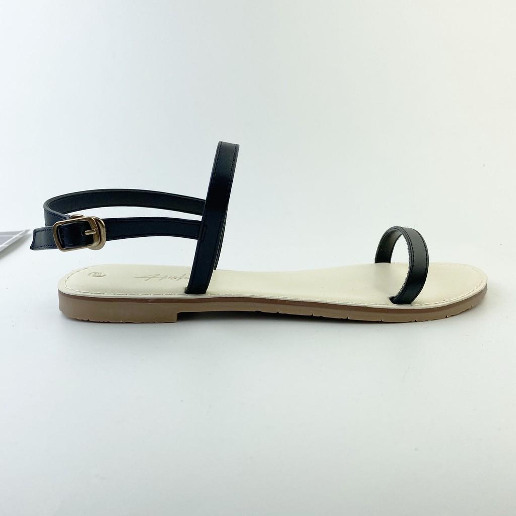 Giày sandal đế bệt HISHOO mũi tròn phối dây mảnh 1 cm có bigsize S005