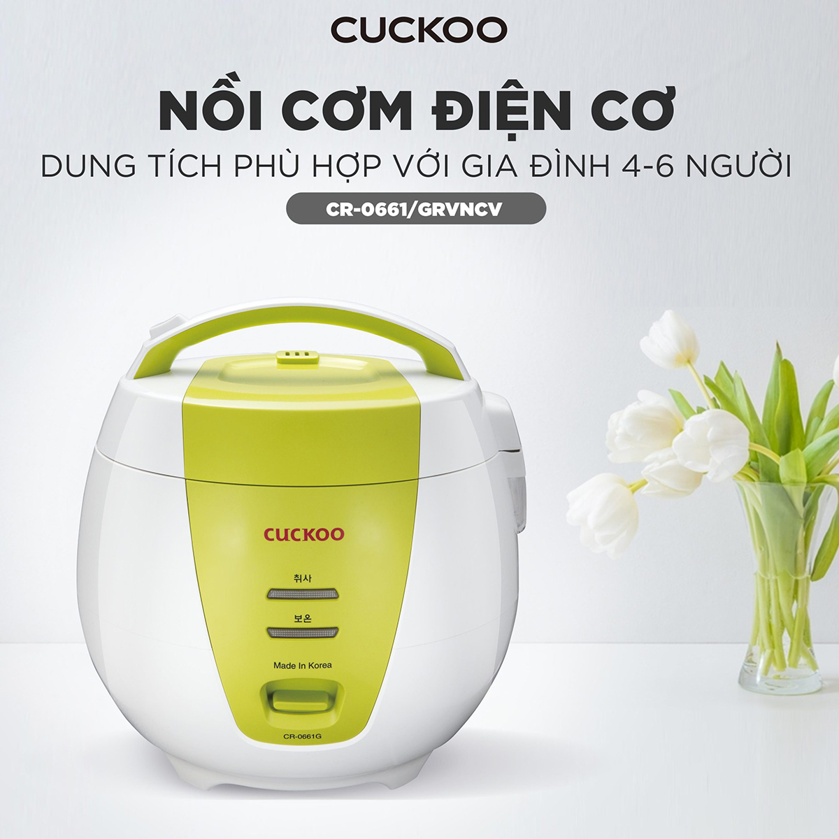 Nồi Cơm Điện Nắp Gài Cuckoo CR- 0661 màu xanh - 1L - Hàng Chính Hãng