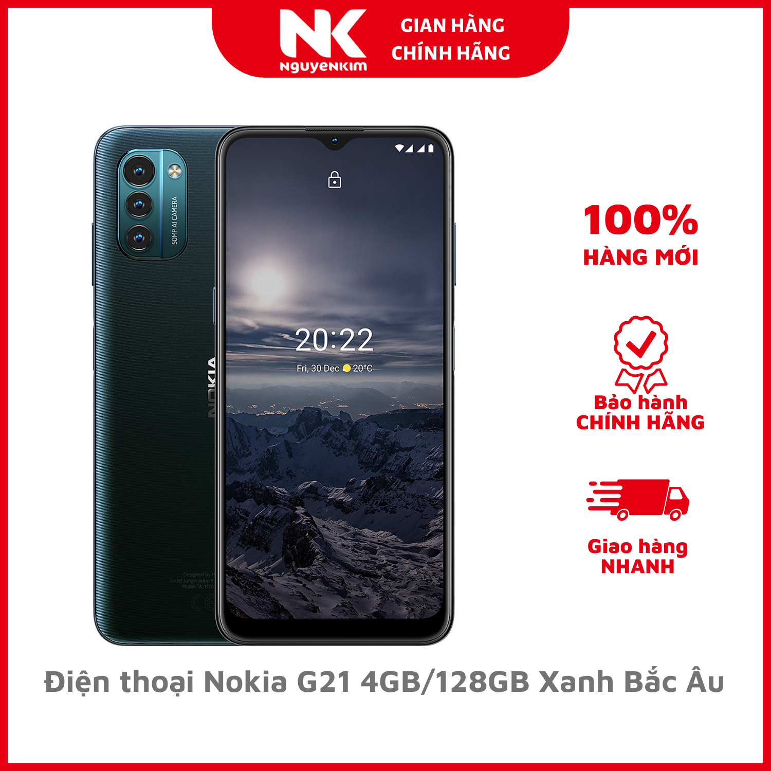 Điện thoại Nokia G21 4GB/128GB Xanh Bắc Âu - Hàng Chính Hãng