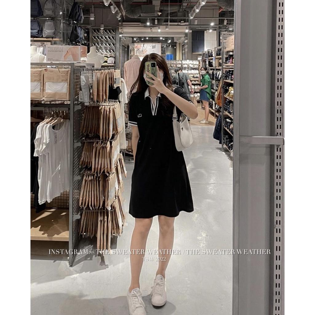 VÁY POLO SUÔNG CỔ ĐỨC PHỐI VIỀN ĐEN TRẮNG