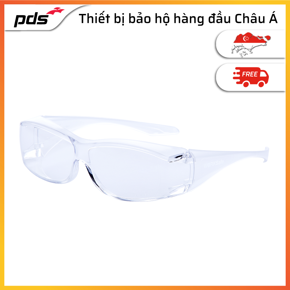 Kính bảo hộ kiểu thể thao chống tia cực tím 99.9% WORKSafe LESPEX, gọng và tròng kính trong suốt, chống va đập, tròng kính phủ HC