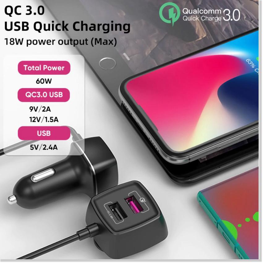 Bộ chia 4 cổng USB Sạc Xe Hơi Phía trước Phía Sau Ghế QC 3.0 - Gia Dụng SG