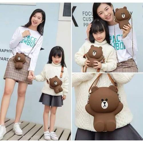 TÚI GẤU BROWN SILICON 2 DÂY siêu đẹp