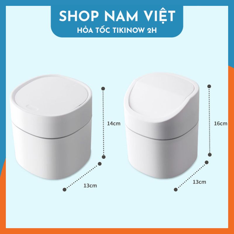 Thùng Rác Mini Phòng Ngủ, Toilet, Xe Hơi Nắp Lò Xo - Giữ Mùi 90%