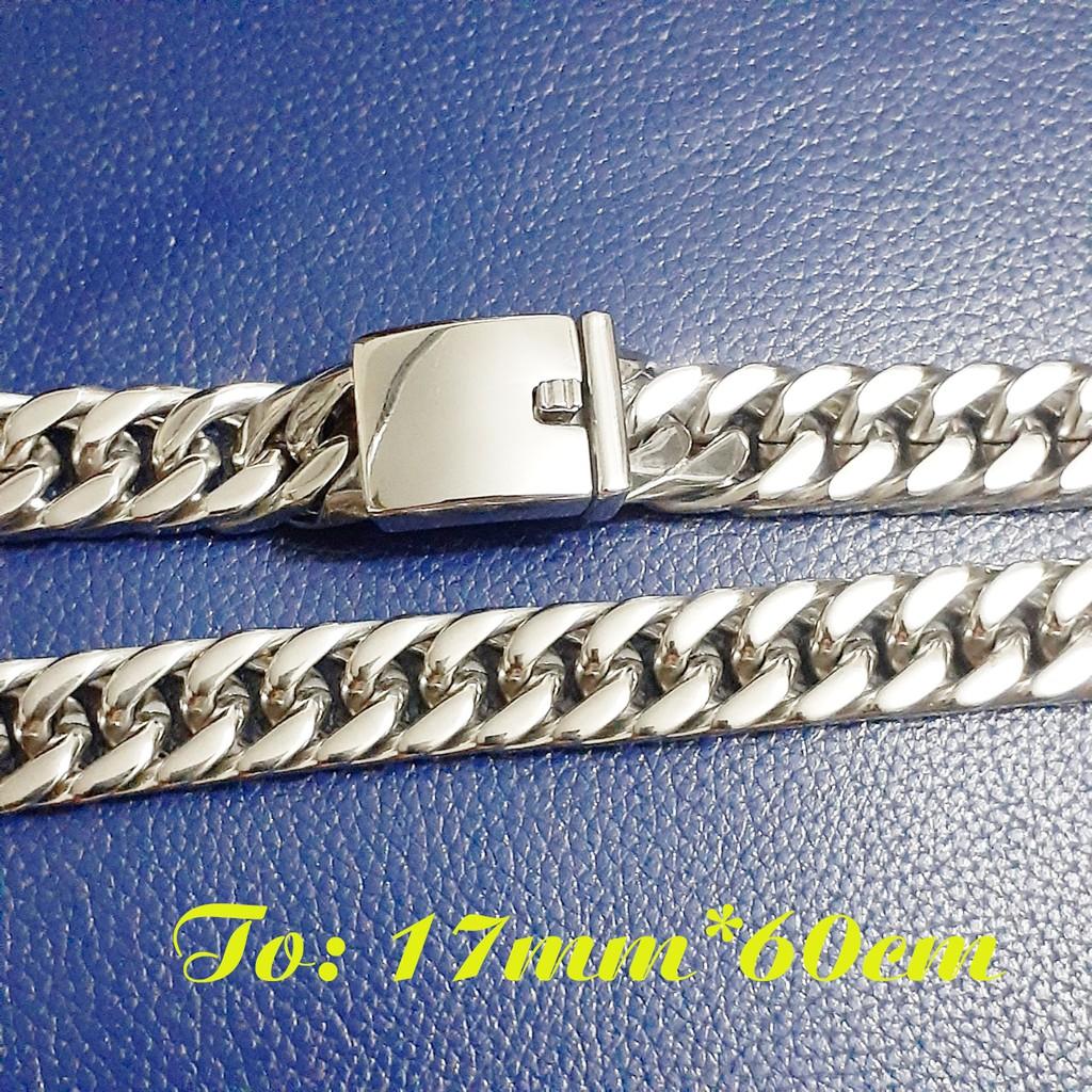 Dây chuyền nam inox cao cấp kiểu lặc đôi 17mm khóa bộ vip đẹp, không đen, cực ngầu - Thể hiện đẳng cấp phái mạnh