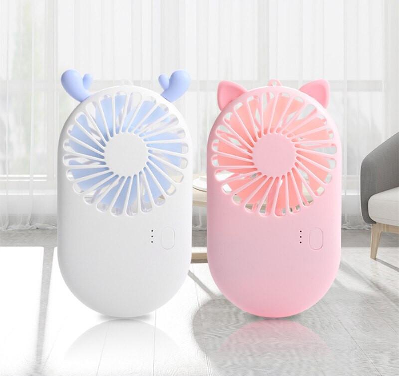 Quạt Cầm Tay Mini, Sạc Usb Dễ Thương 7 Cánh Pocket Fan Có Chân Đế - Hồng - Hàng  - Giao Hàng Toàn Quốc