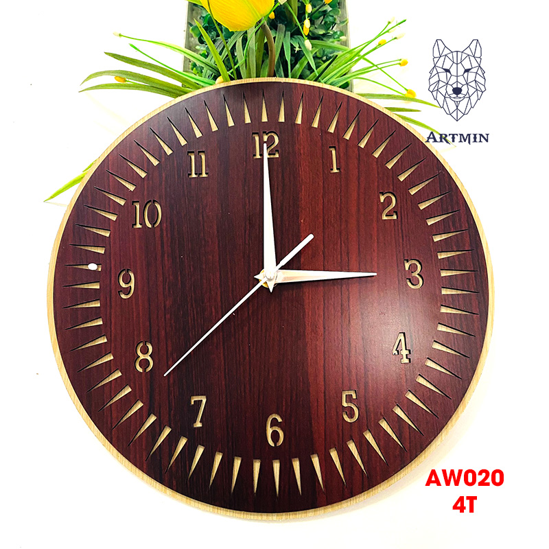AW020 - Đồng Hồ Gỗ Treo Tường – Décor Trang Trí Hoa Hướng Dương