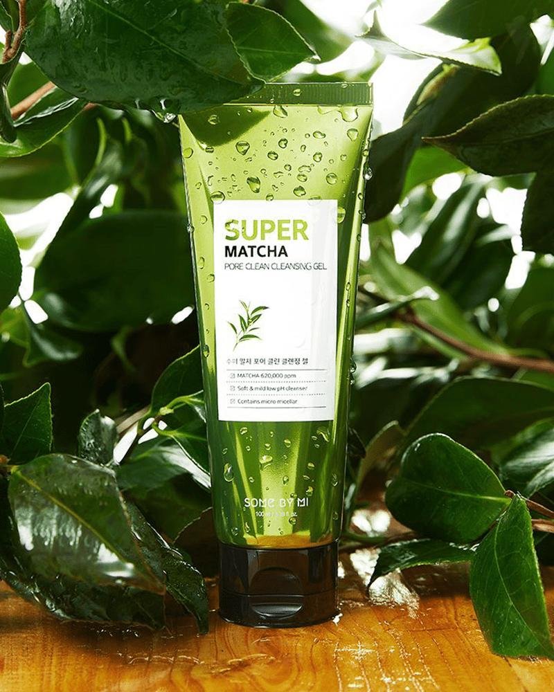 Sữa rửa mặt dịu nhẹ, dưỡng ẩm, thu nhỏ lỗ chân lông Some By Mi Super Matcha pore clean cleansing gel 100ml + Tặng Kèm 1 Băng Đô Tai Mèo
