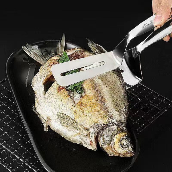 Kẹp Gắp Thức Ăn, Gắp Cá, Lật Thịt Nướng, Đồ Chiên Rán Đa Năng Bằng Inox GDBL Dài 26cm (Kẹp rán inox)
