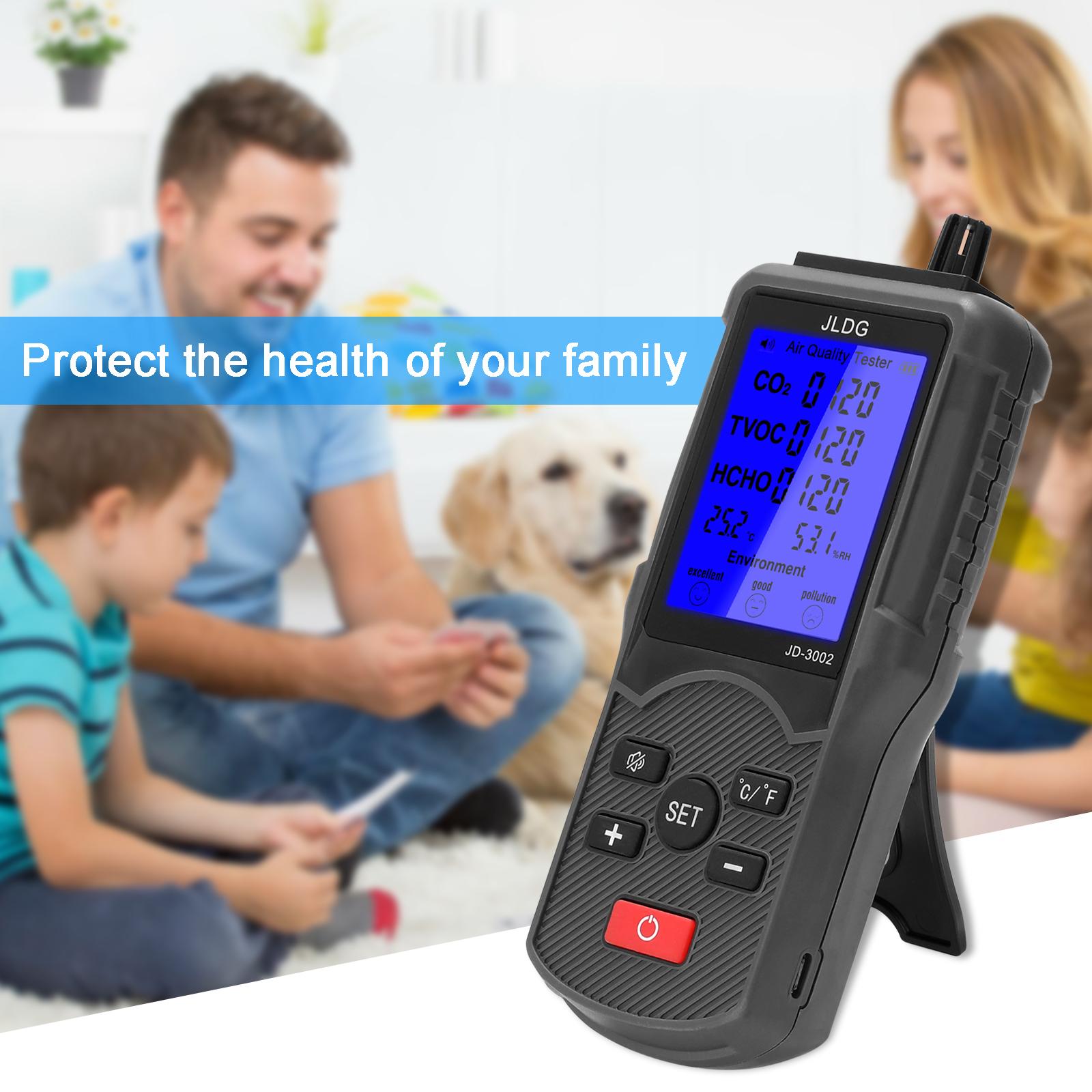 Multifunctional Air Quality Tester CO2 TVOC Meter Temperature Humidity Measuring Device with USB Cable