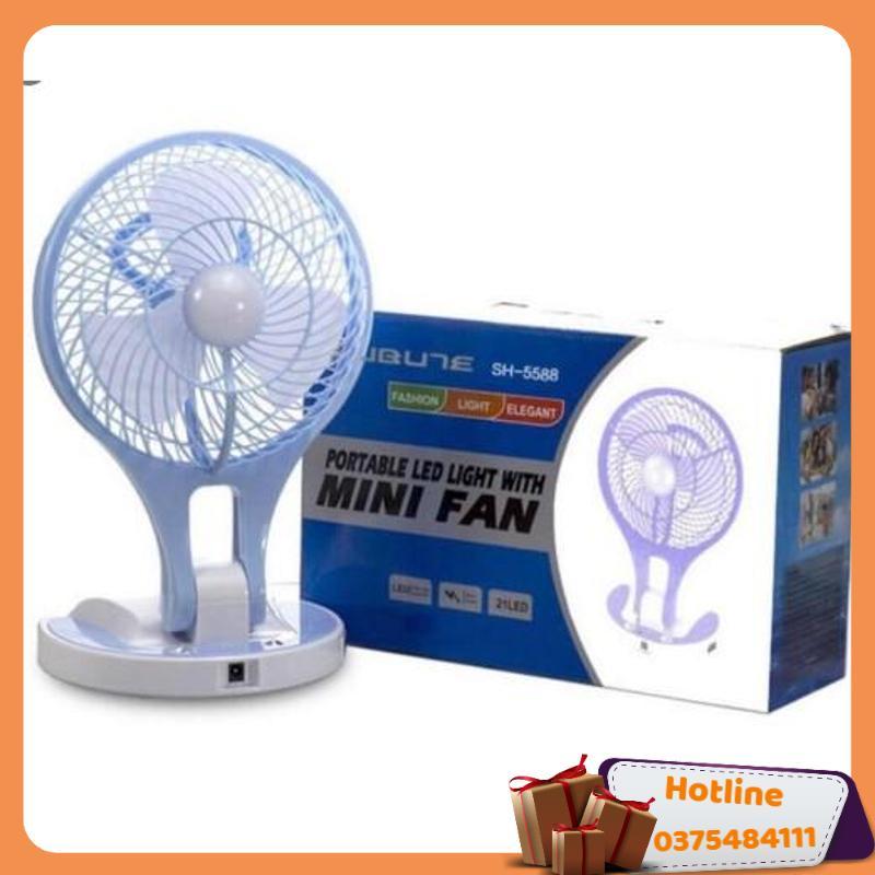 Quạt Sạc Tích Điện Đèn Led Gấp Gọn Minifan 5580 - Hàng Loại 1