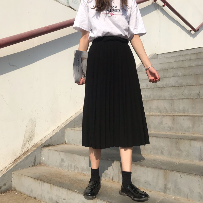 Chân váy xếp ly dài cap chun sang trọng nữ tính