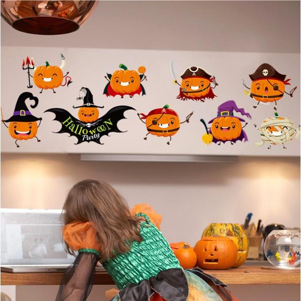 Decal trang trí tường - Lễ Hội Halloween Bí Đỏ Thần Bí