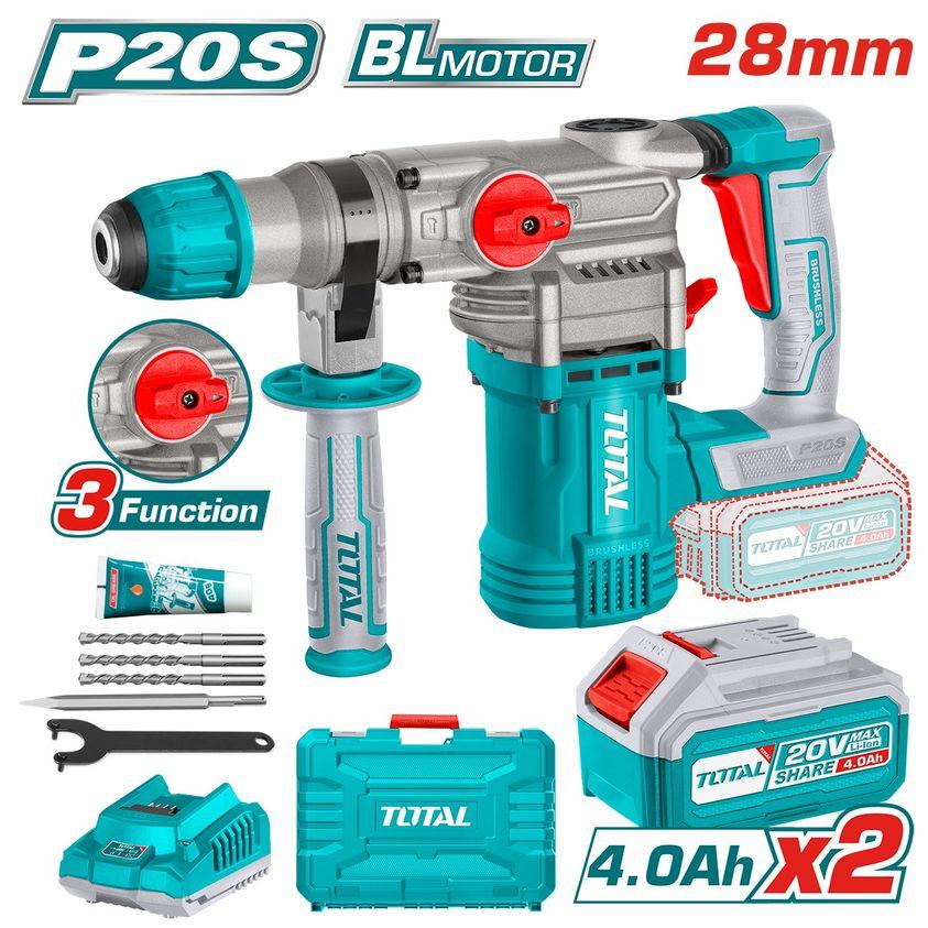 MÁY KHOAN ĐỤC DÙNG PIN 20V TOTAL TRHLI202882 - HÀNG CHÍNH HÃNG