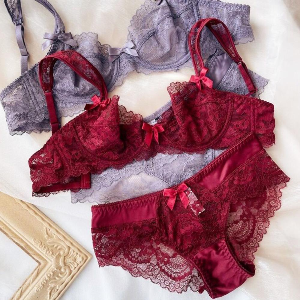 Nữ Áo Lót Bộ Không Đệm Áo Lót Ren Dây Đeo Rộng Quần Lót Bralette Quần Lót Quần Lót Nữ