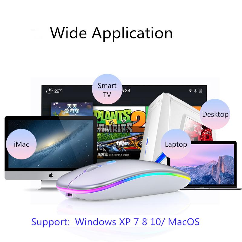 Chuột Không Dây RGB Sạc Máy Tính Mause Im Lặng Công Thái LED Chuột USB Backlit Nhiều Màu Sắc Phát Sáng Chuột Văn Phòng Cho Laptop