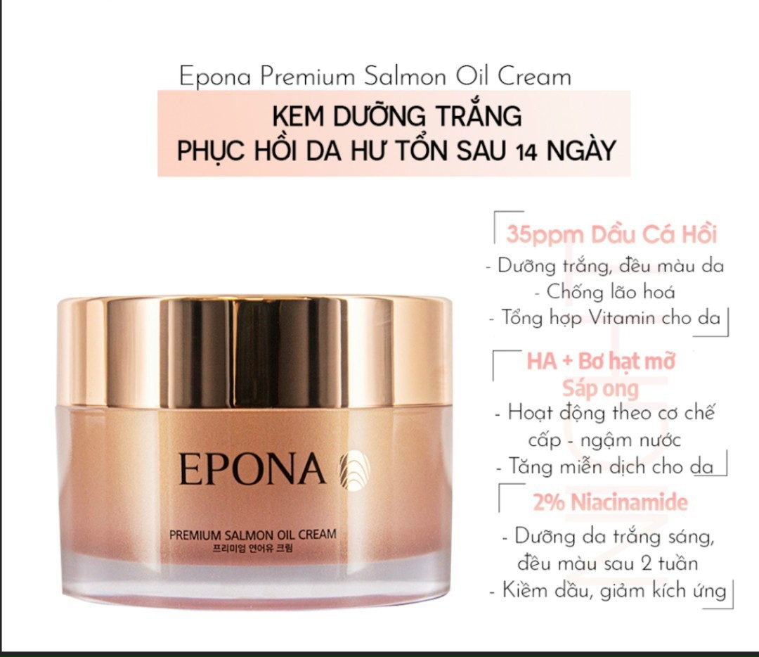 Kem Dưỡng Cá Hồi Epona Premium Salmon Cream 50ml  Phục Hồi Cấp Ẩm Cho Da Hư Tổn