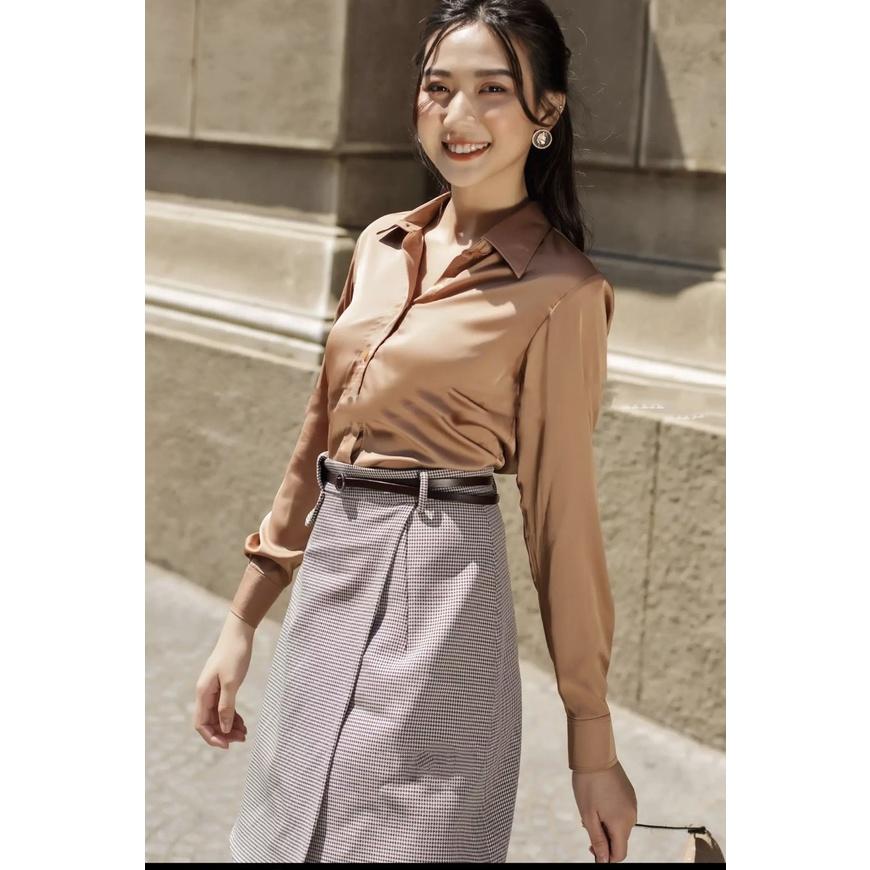 ÁO SƠ MI TRƠN LỤA SATIN 5 MÀU CỰC XINH AM76