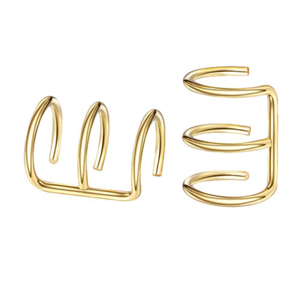 2-3pack Stainless Steel Ear Cuff Helix Ear Clip On Wrap Earrings Unisex Golden