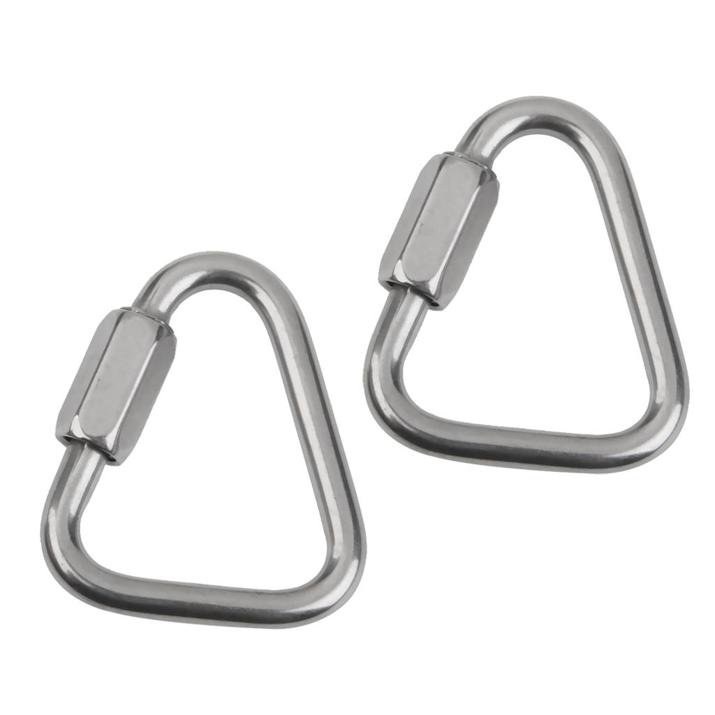 2x2Pieces Triangle Shape Mountain Rock Climbing Stainless Screw Lock Carabiner