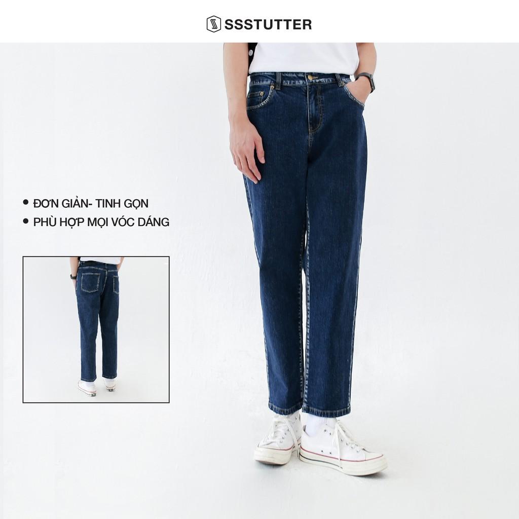 Quần jeans nam dáng suông SSSTUTTER chất liệu cao cấp 2 màu cơ bản old skool jeans