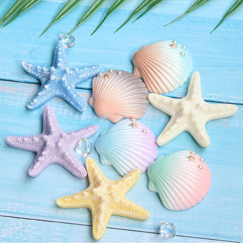 Charm mô hình vỏ sò, sao biển lấp lánh cho các bạn trang trí bánh, vỏ ốp điện thoại, tiểu cảnh