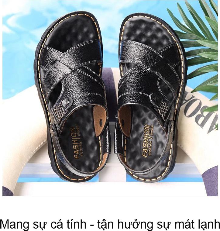 Dép quai hậu nam da bò thật phong cách thời trang đế mềm kiểu dáng mới nhất phiên bản Hàn Quốc mã 692  - Nâu - 41