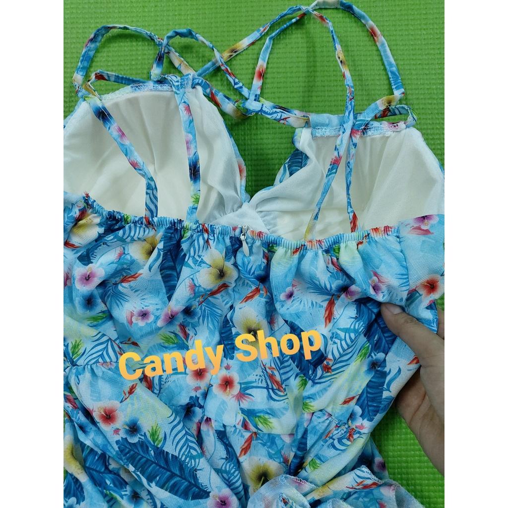 Đầm maxi voan dài hoạ tiết hoa 2 lớp cao cấp