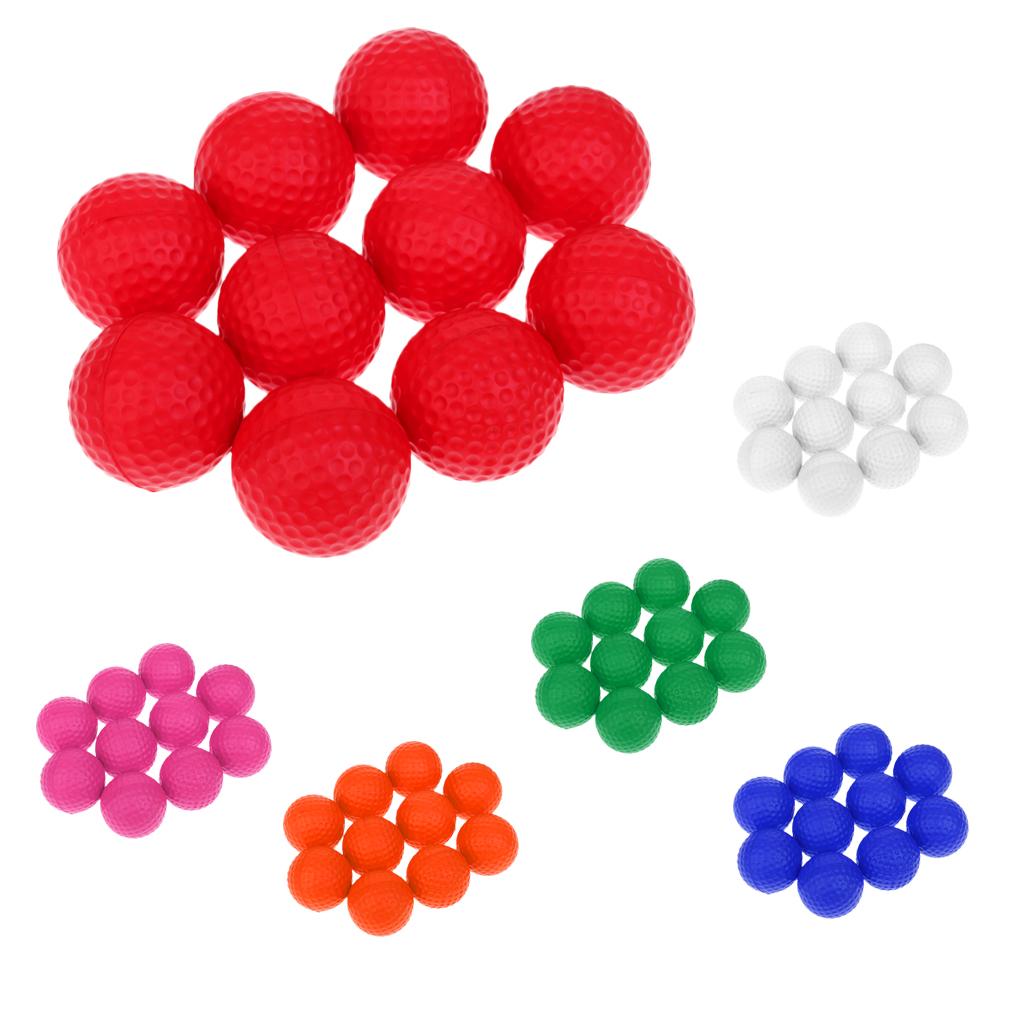 Set of 10 Golf Ball Training Practice Soft Foam Balls 42mm - Various Colors