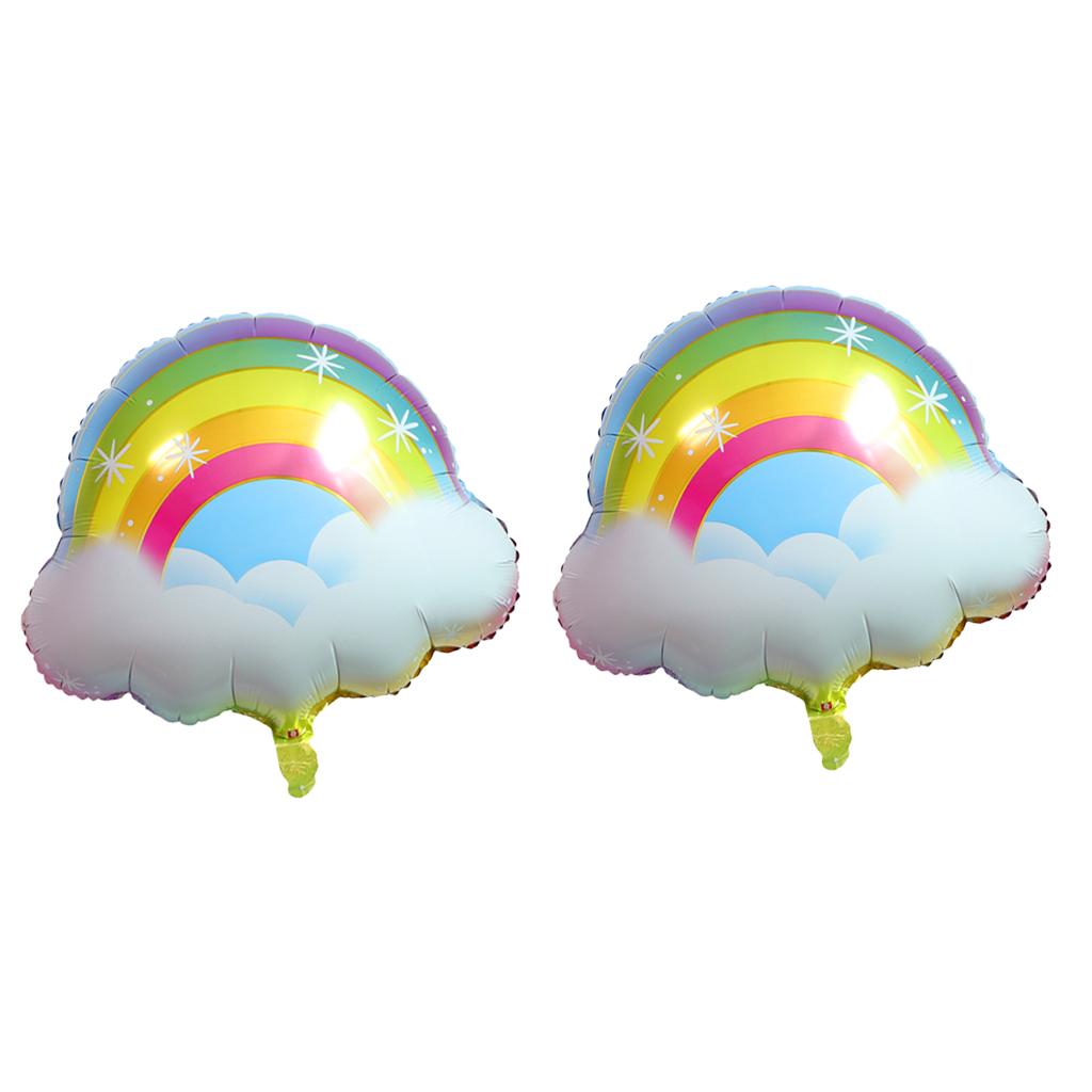 2 Pack Mylar Foil Balloons Rainbow Clouds Design for Wedding Party Supplies