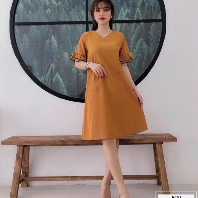 Vaý bầu thiết kế dáng xuông A tay bèo