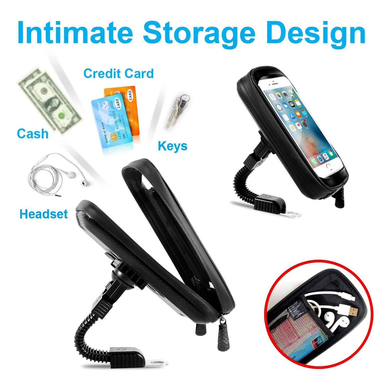 Bộ phận xe máy không thấm nước hỗ trợ xe máy 360 ° 360 ° Hỗ trợ xe máy hỗ trợ xe tay ga với Rain Porte Tolder Porte Totoring cho Motorcycle Rearchander lên tới 6,7 "