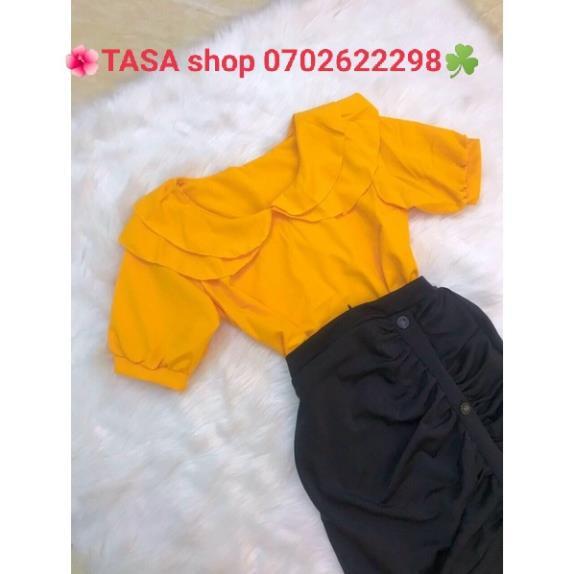 TBO-Set Áo Lụa Cổ Bèo &amp; Chân Váy Umi Nhún (Kèm Video Hình Thật) thời trang công sở TASA