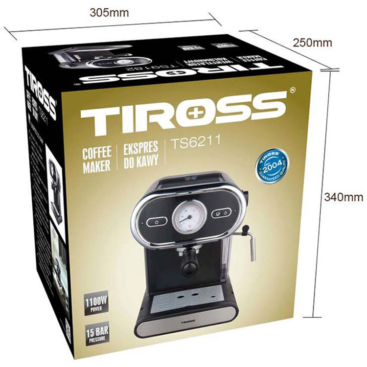 Máy Pha Cà Phê Espresso Tiross TS6211 (15bar) - Hàng Chính Hãng