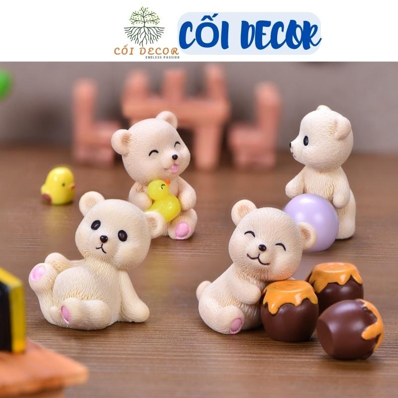 Tiểu cảnh mini ️ Mô hình gấu nâu đáng yêu trang trí tiểu cảnh sen đá, sân vườn, terrarium