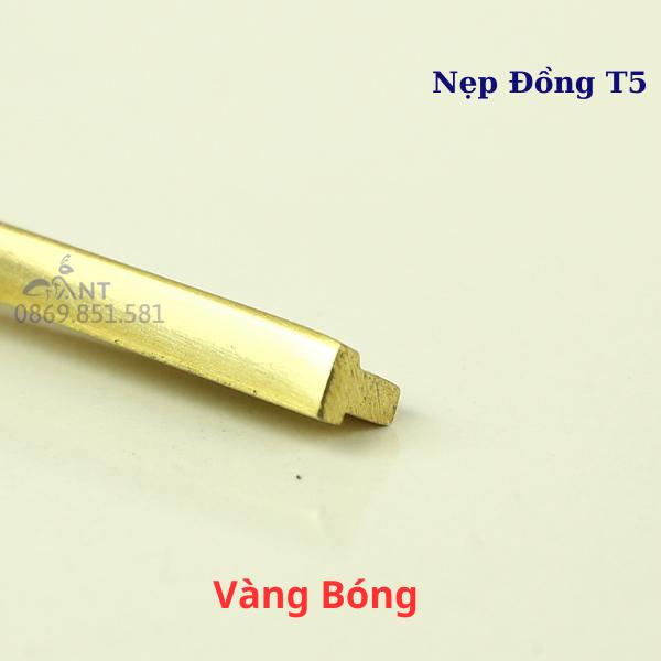 Nẹp Đồng T5 Vàng Bóng, Nẹp đồng chữ T, Nẹp đồng chống trơn, giá 1m